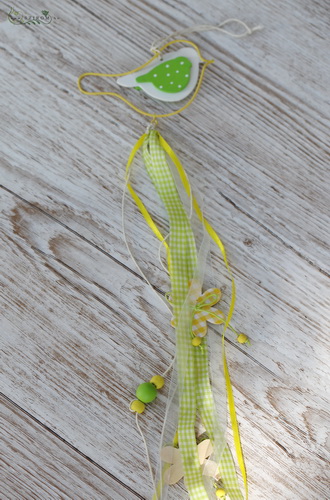 flower delivery Budapest - hanging green bird with ribbons (50 cm)
