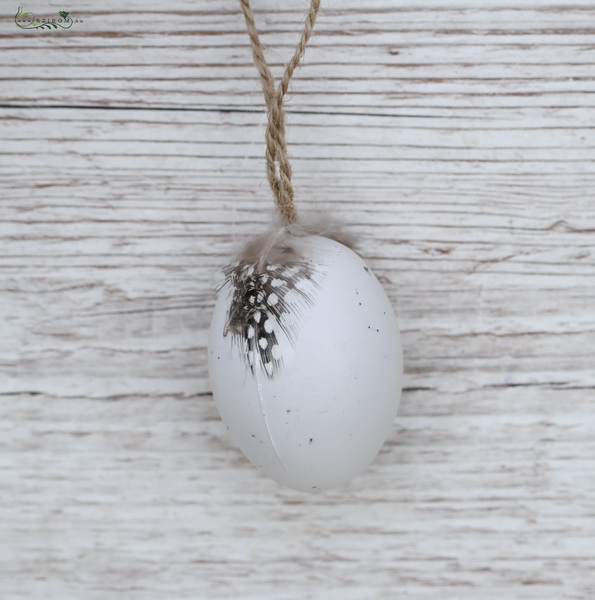 flower delivery Budapest - Feathered white artificial egg 6 cm