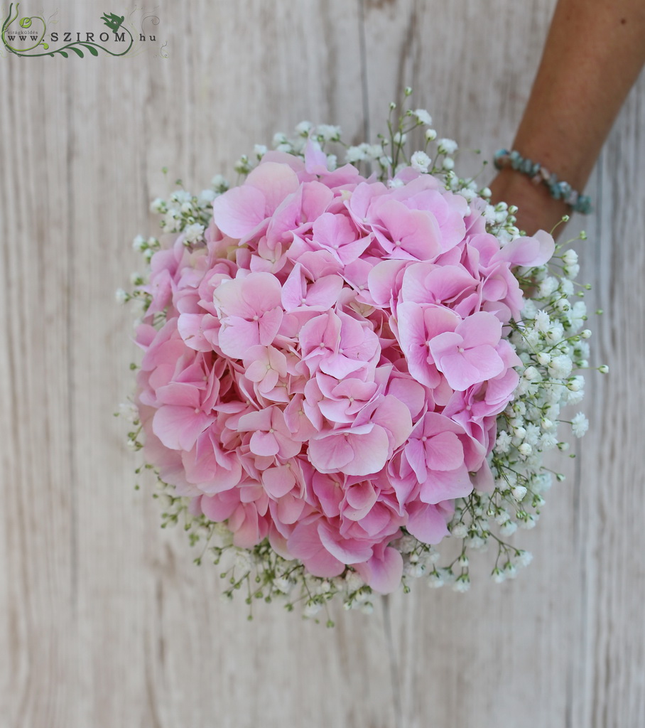 Bridal bouquet (hydrangea, baby breath, pink, white)