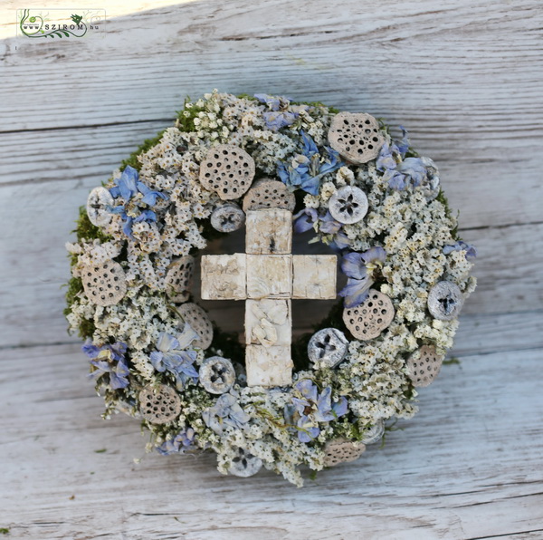 flower delivery Budapest - Dried flower memorial wreath (25cm)