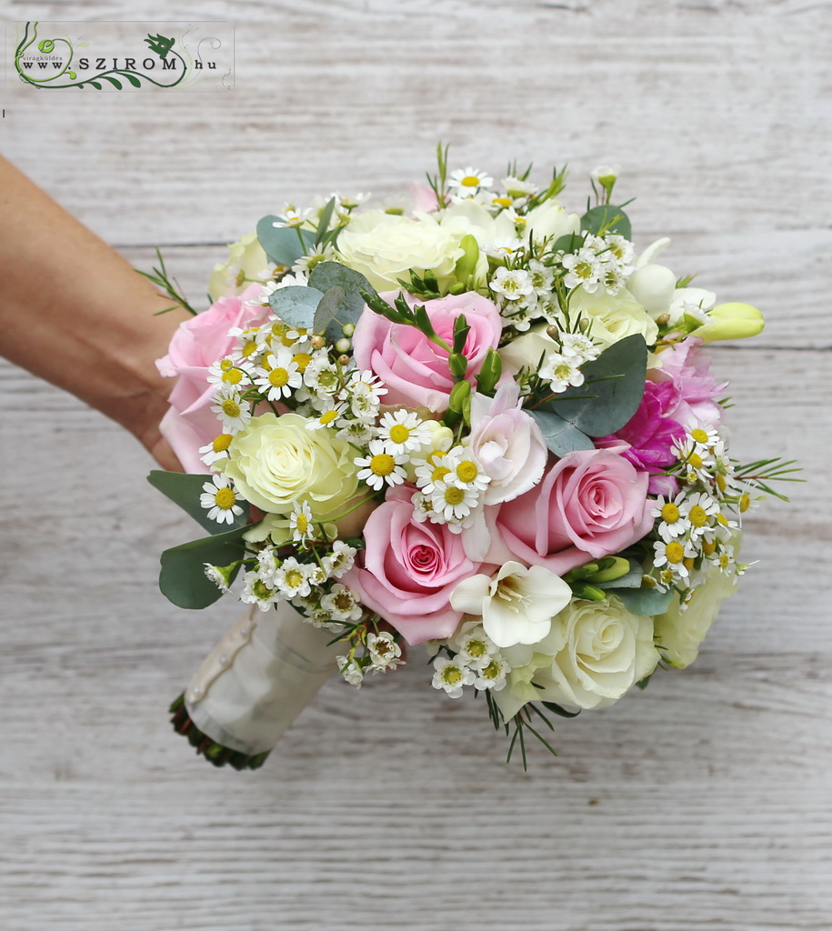 bridal bouquet (rose, chamomile, white, pink)