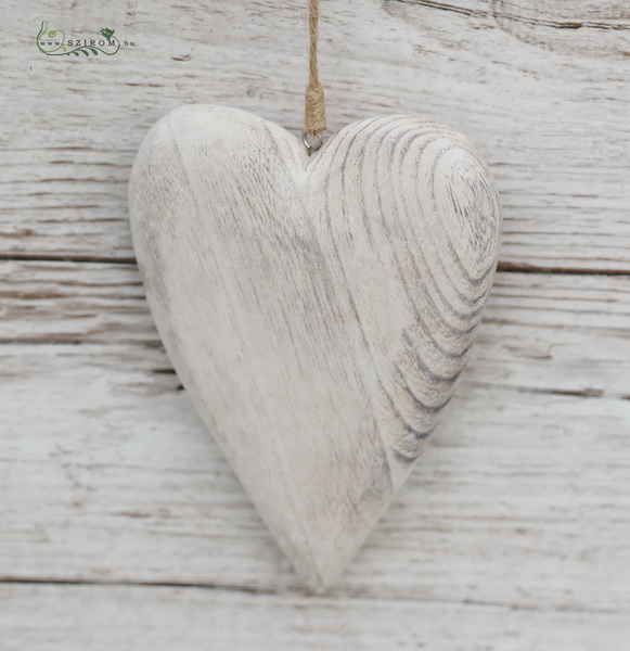 flower delivery Budapest - White wooden heart (15cm)