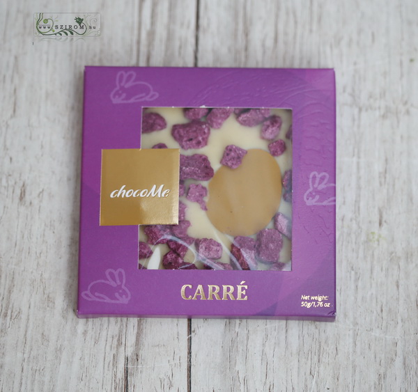 flower delivery Budapest - chocoMe white chocolate, blueberry, joghurt, golden egg 50g