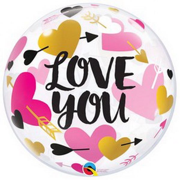 Blumenlieferung nach Budapest - Love You Ballon auf Stick 45cm