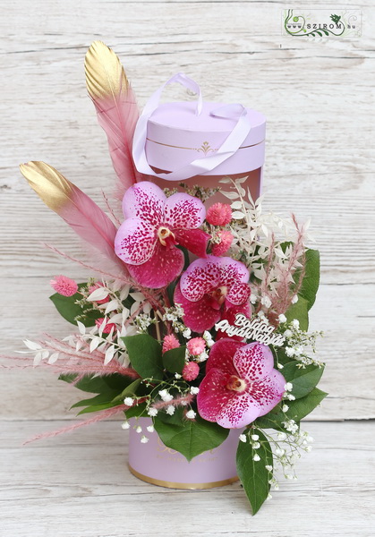 Blumenlieferung nach Budapest - Muttertags Zylinderbox mit Orchideen