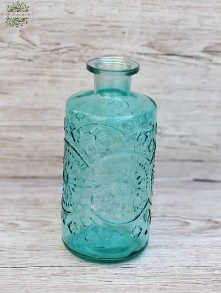 flower delivery Budapest - Patterned blue glass vase 22 cm 