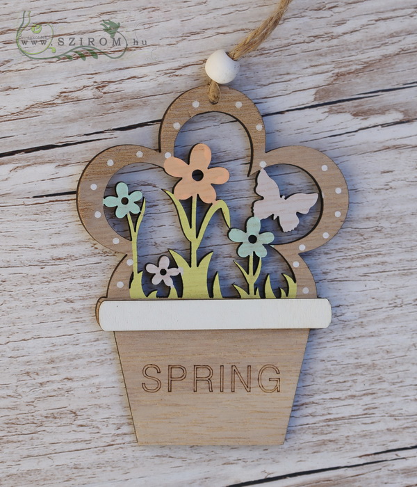 flower delivery Budapest - spring wooden decoration with flowers (10cm)
