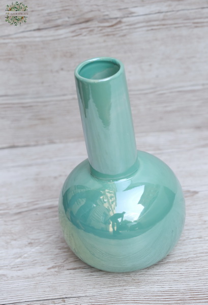 flower delivery Budapest - modern turquoise vase in the shape of thieves (14x25cm)