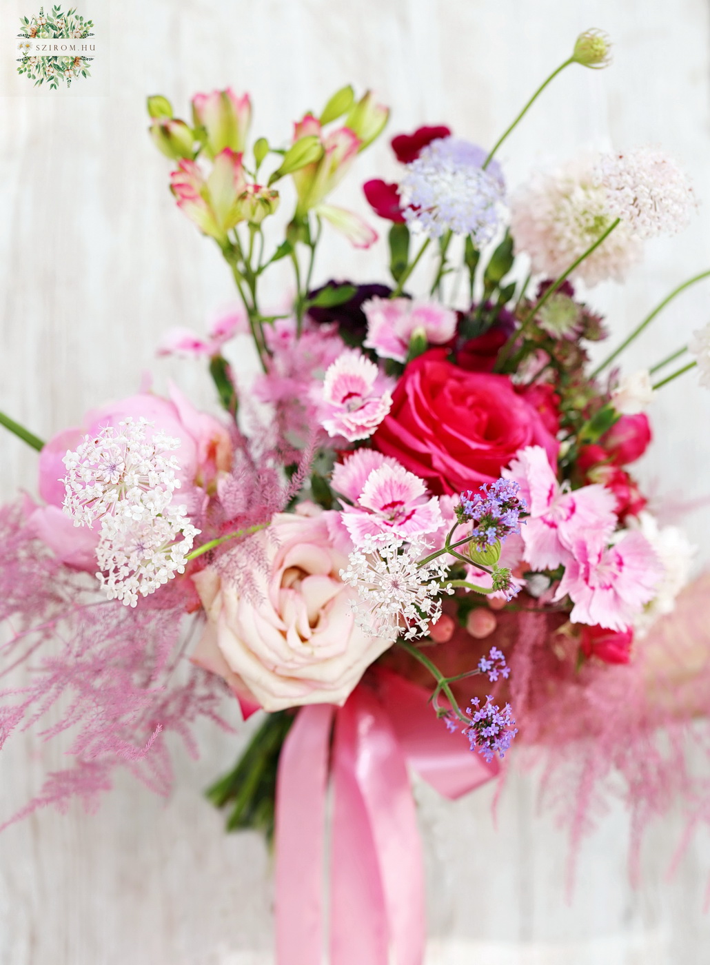 flower delivery Budapest - Meadow flowers bridal bouquet with peony