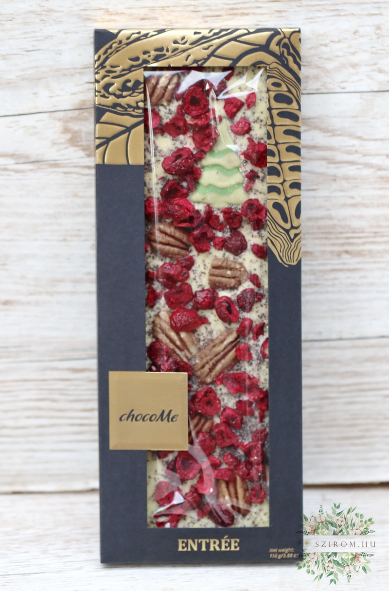 flower delivery Budapest - ChocoMe white chocolate with pecans, cherries and poppies (110g)