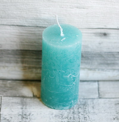 flower delivery Budapest - turquoise candle (9,5x4,5cm)