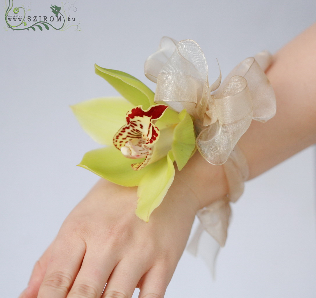 flower delivery Budapest - wrist corsage made of orchid (yellow)