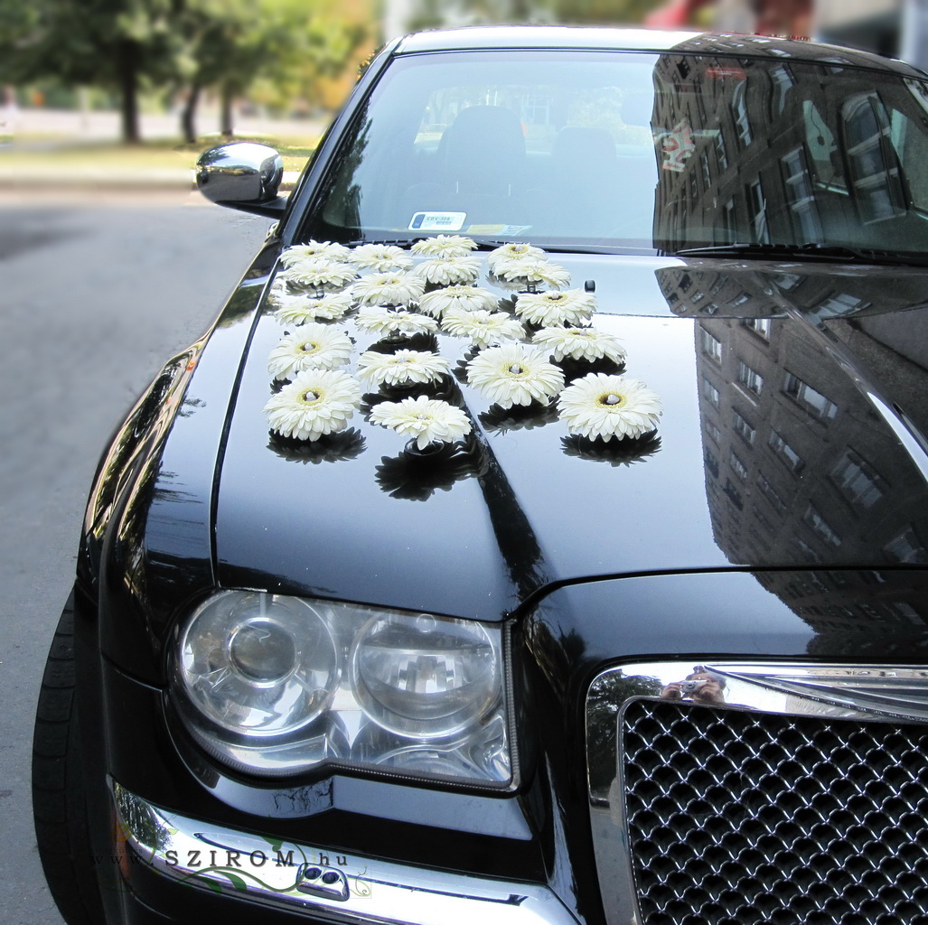 flower delivery Budapest - car flower arrangement from gerberas (white)