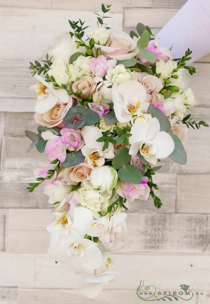 Bridal bouquet pastel cascade (pink, white)