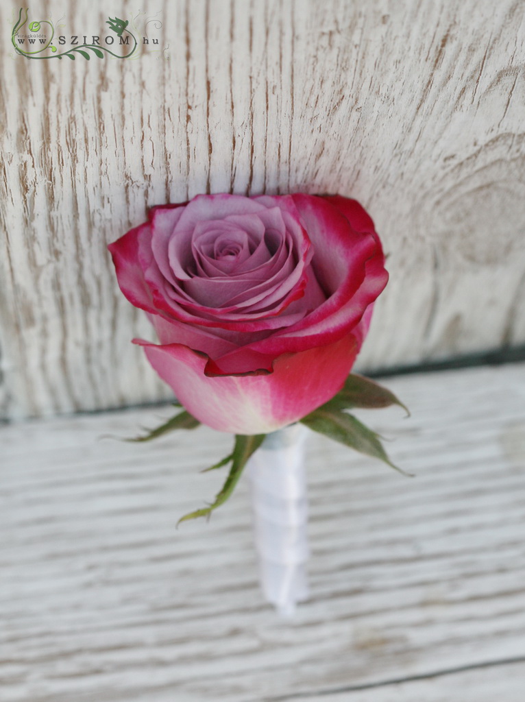 Vőlegény kitűző rózsából (rózsaszín)