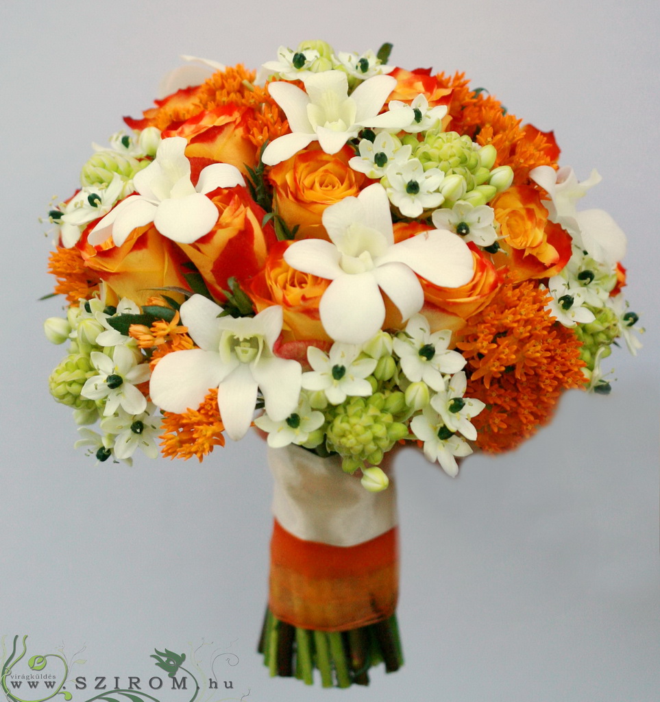 bridal bouquet (rose, ornithogalum, dendrobium)