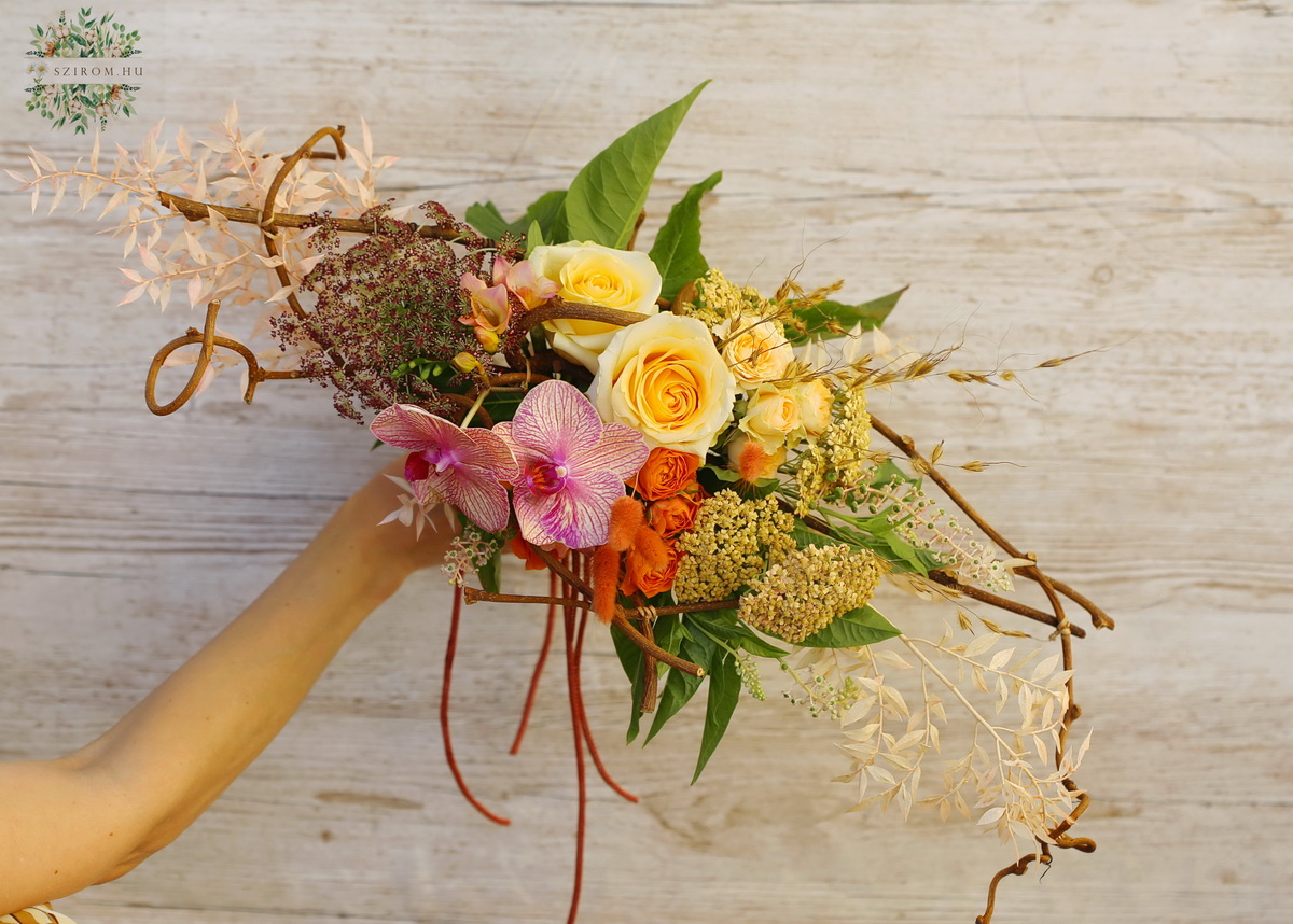 flower delivery Budapest - Small boat bouquet with orchids, twisting branches